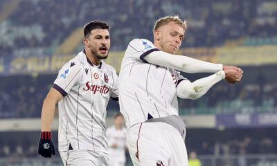 Riccardo Orsolini e Jens Odgaard (© Bologna FC 1909)
