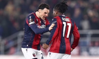 Jonathan Rowe e Nadir Zortea, titolari in Maccabi Tel Aviv-Bologna (© Bologna FC 1909)