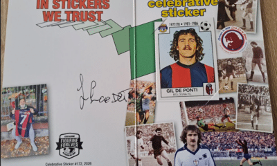 Figurina celebrativa autografata di Gil De Ponti al Bologna