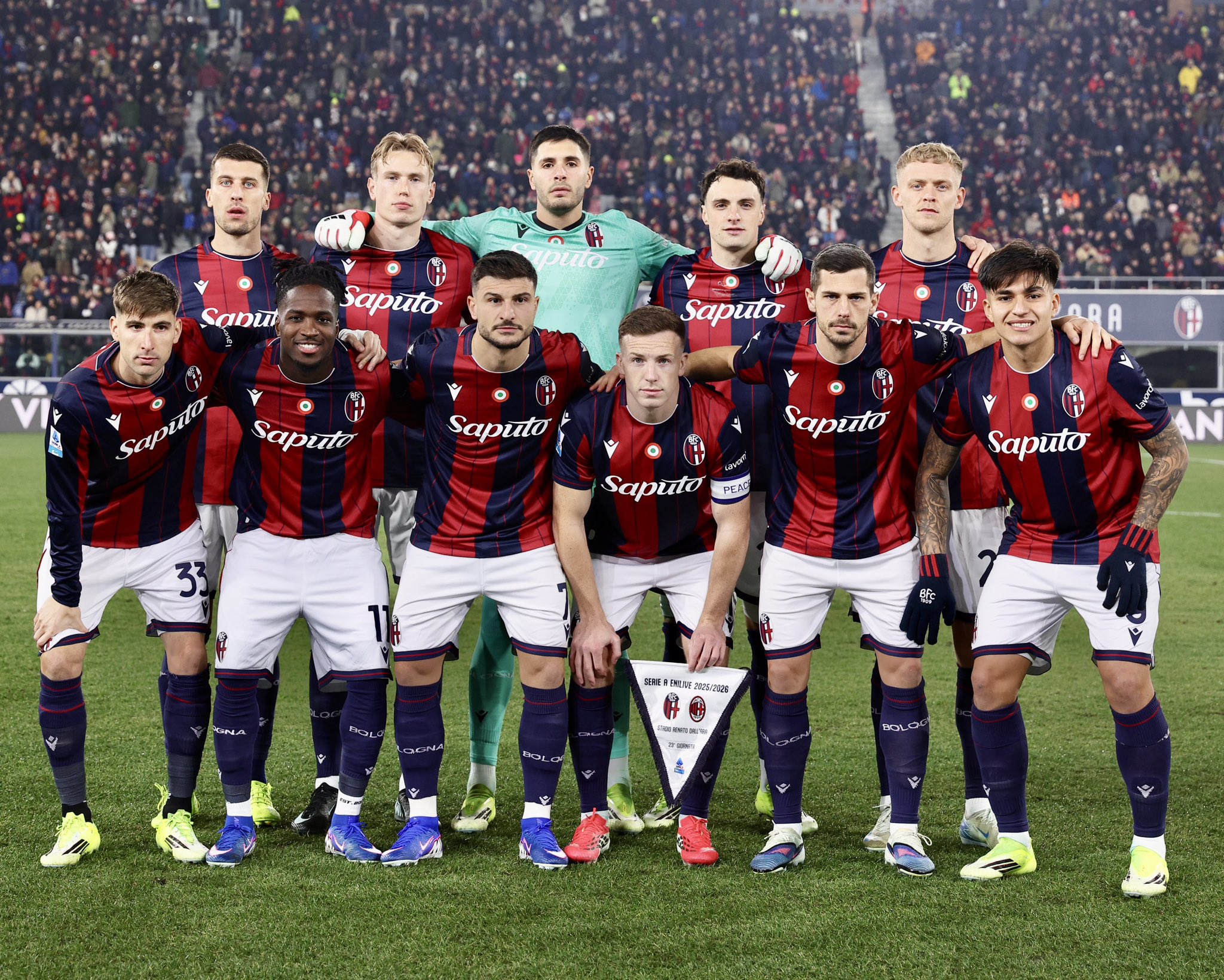 La formazione titolare rossoblu di Bologna-Milan