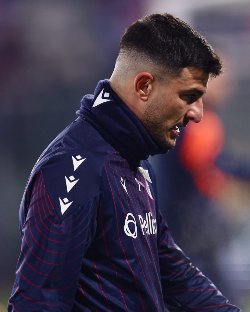 Riccardo Orsolini nel pre-partita di Bologna-Lazio (© Bologna Fc 1909)
