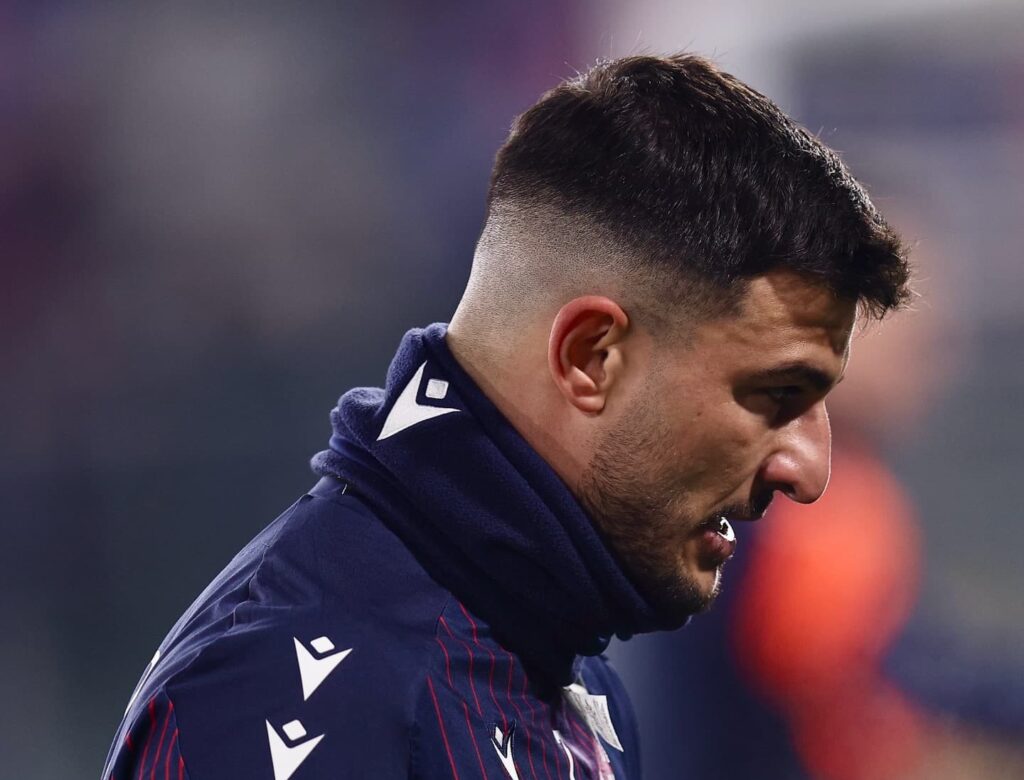 Riccardo Orsolini nel pre-partita di Bologna-Lazio (© Bologna Fc 1909)