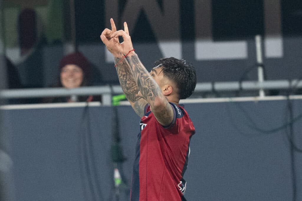 Santiago Castro festeggia il gol contro la Lazio in Coppa Italia (© Damiano Fiorentini)