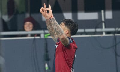 Santiago Castro festeggia il gol contro la Lazio in Coppa Italia (© Damiano Fiorentini)