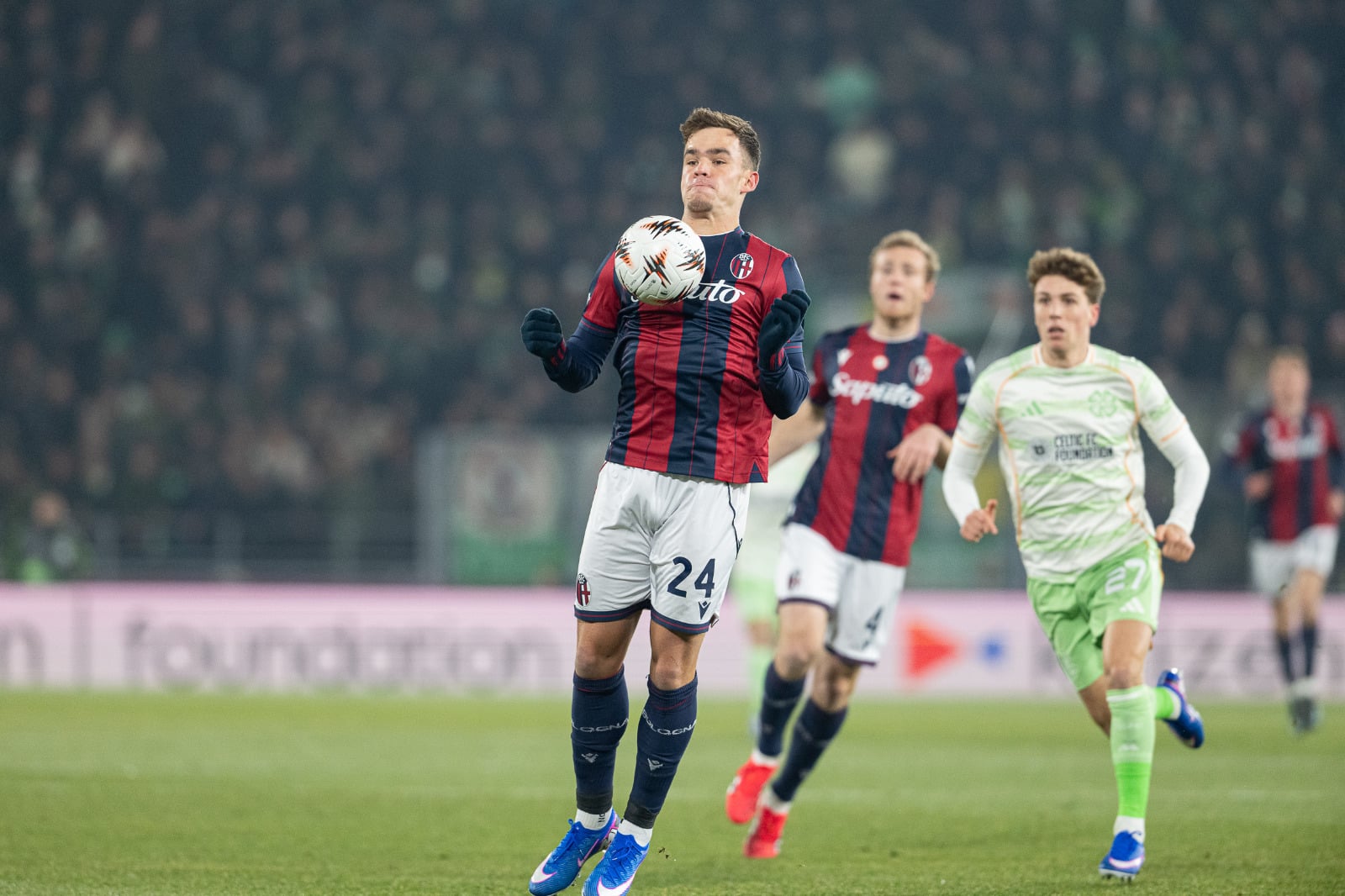 Thijs Dallinga in Bologna-Celtic 2-2 (©Damiano Fiorentini)