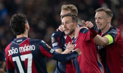Bernardeschi goleador non molla nella notte europea (@Damiano Fiorentini) post Bologna-Roma 1-1 di Europa League