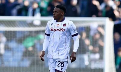 Jhon Lucumì in Sassuolo-Bologna 0-1 (© Bologna FC 1909)