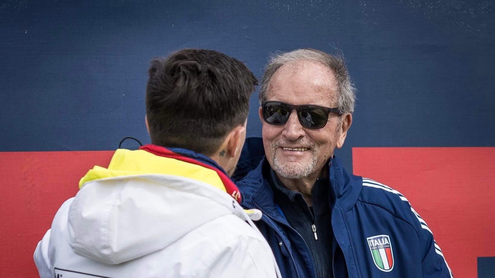 Renzo Ulivieri con il tecnico del Cagliari Fabio Pisacane (© Cagliari Calcio 1920)