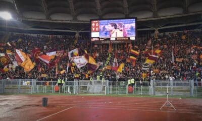 Curva Sud dell’Olimpico, feudo dei tifosi della Roma nello stadio della Capitale