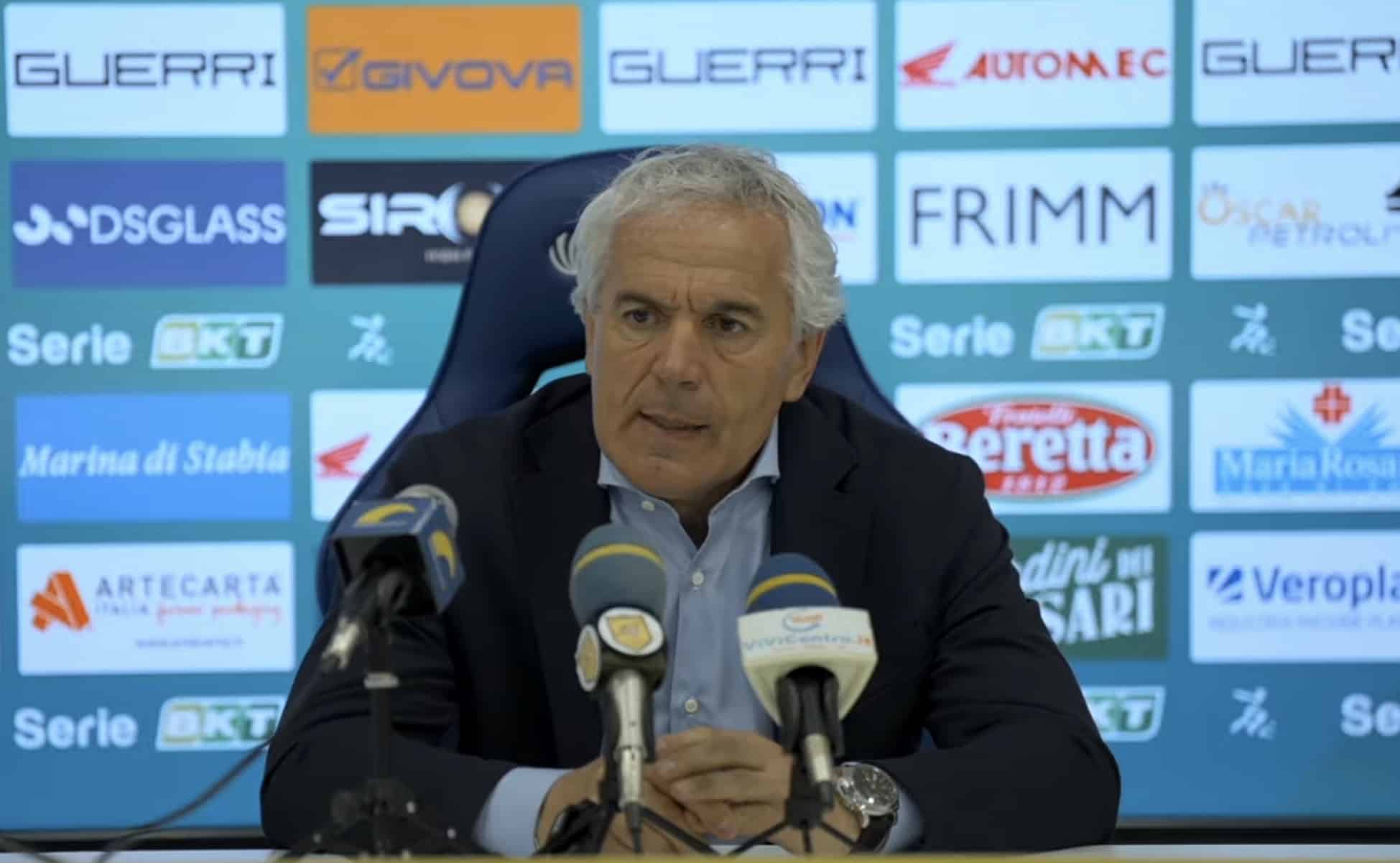 Roberto Donadoni, ormai ex tecnico dello Spezia, in conferenza stampa