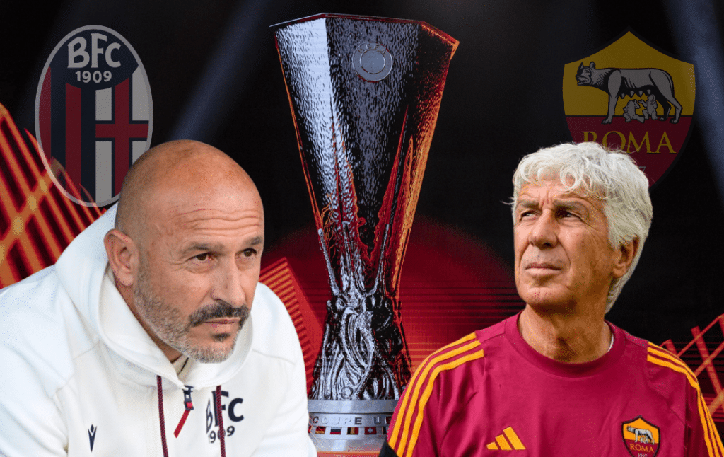 Vincenzo Italiano, allenatore del Bologna, e Gian Piero Gasperini, allenatore della Roma (© 1000cuorirossoblù)