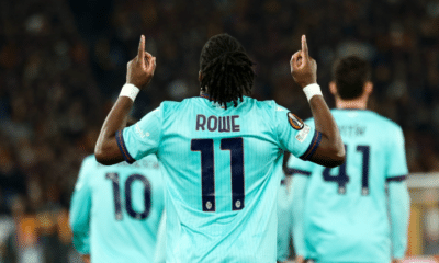 Jonathan Rowe esulta dopo il gol del vantaggio in Roma-Bologna (©Bologna FC 1909)