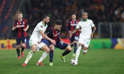 Cambiaghi durante Bologna-Roma, andata degli ottavi di finale di Europa League (© Bologna FC 1909)