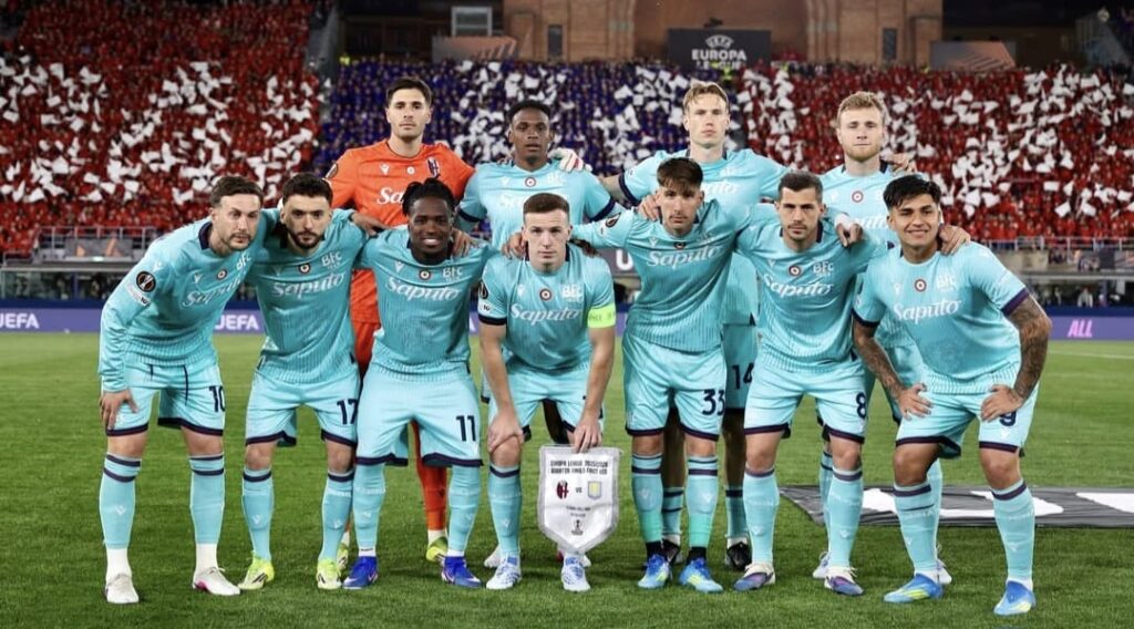 La formazione di partenza in Bologna-Aston Villa 1-3 (© Bologna FC 1909)