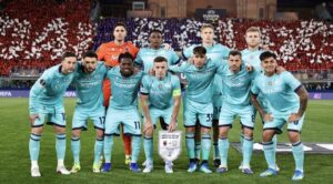 La formazione di partenza in Bologna-Aston Villa 1-3 (© Bologna FC 1909)