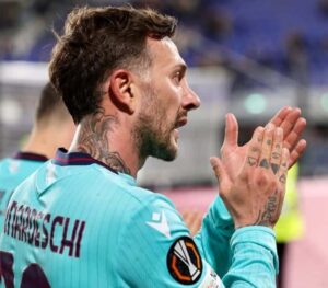 Federico Bernardeschi al termine di Bologna-Aston Villa 1-3 (© Bologna FC 1909)