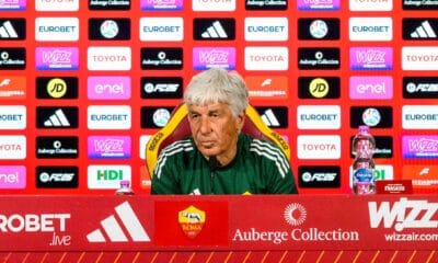 Gasperini alla conferenza stampa della vigilia di Bologna-Roma (© AS Roma)