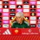 Gasperini alla conferenza stampa della vigilia di Bologna-Roma (© AS Roma)