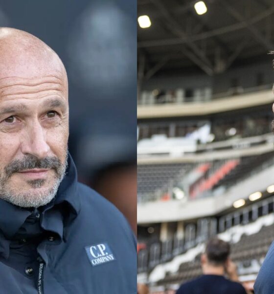 Vincenzo Italiano, tecnico del Bologna, e Fabio Pisacane, allenatore del Cagliari