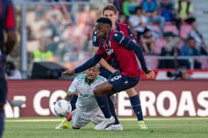 Jhon Lucumí in Bologna-Roma 0-2 (©Damiano Fiorentini)