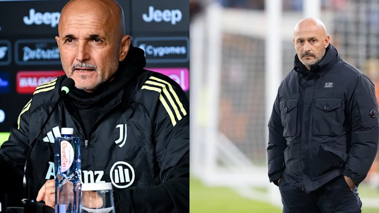 Luciano Spalletti, allenatore della Juventus, e Vincenzo Italiano, allenatore del Bologna