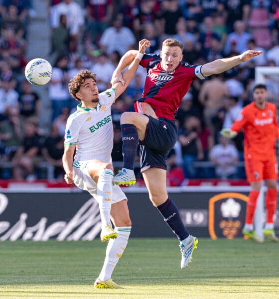 Lewis Ferguson a contrasto durante Bologna-Roma (© Damiano Fiorentini x 1000cuorirossoblu)