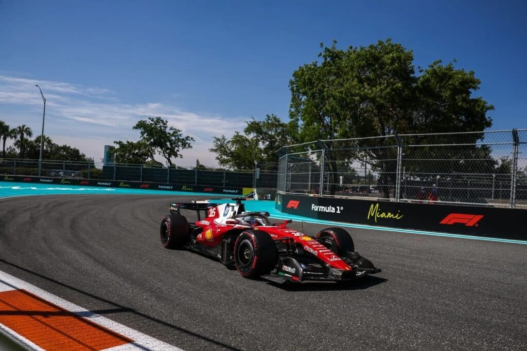Leclerc sul tracciato di Miami (© Ferrari Media Centre)