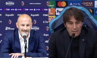 Vincenzo Italiano, tecnico del Bologna, e Antonio Conte, allenatore del Napoli