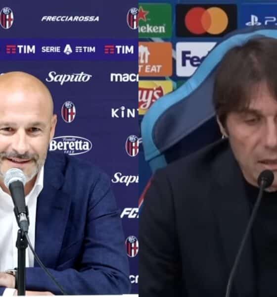 Vincenzo Italiano, tecnico del Bologna, e Antonio Conte, allenatore del Napoli