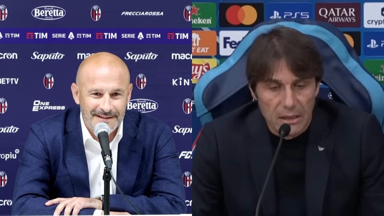 Vincenzo Italiano, tecnico del Bologna, e Antonio Conte, allenatore del Napoli