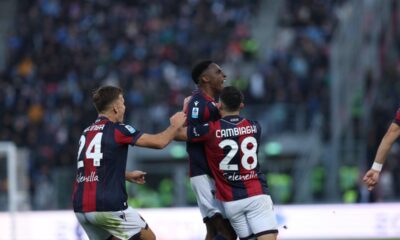 Jhon Lucumì dopo il gol del 2-0 in Bologna-Napoli (© Bologna FC 1909)