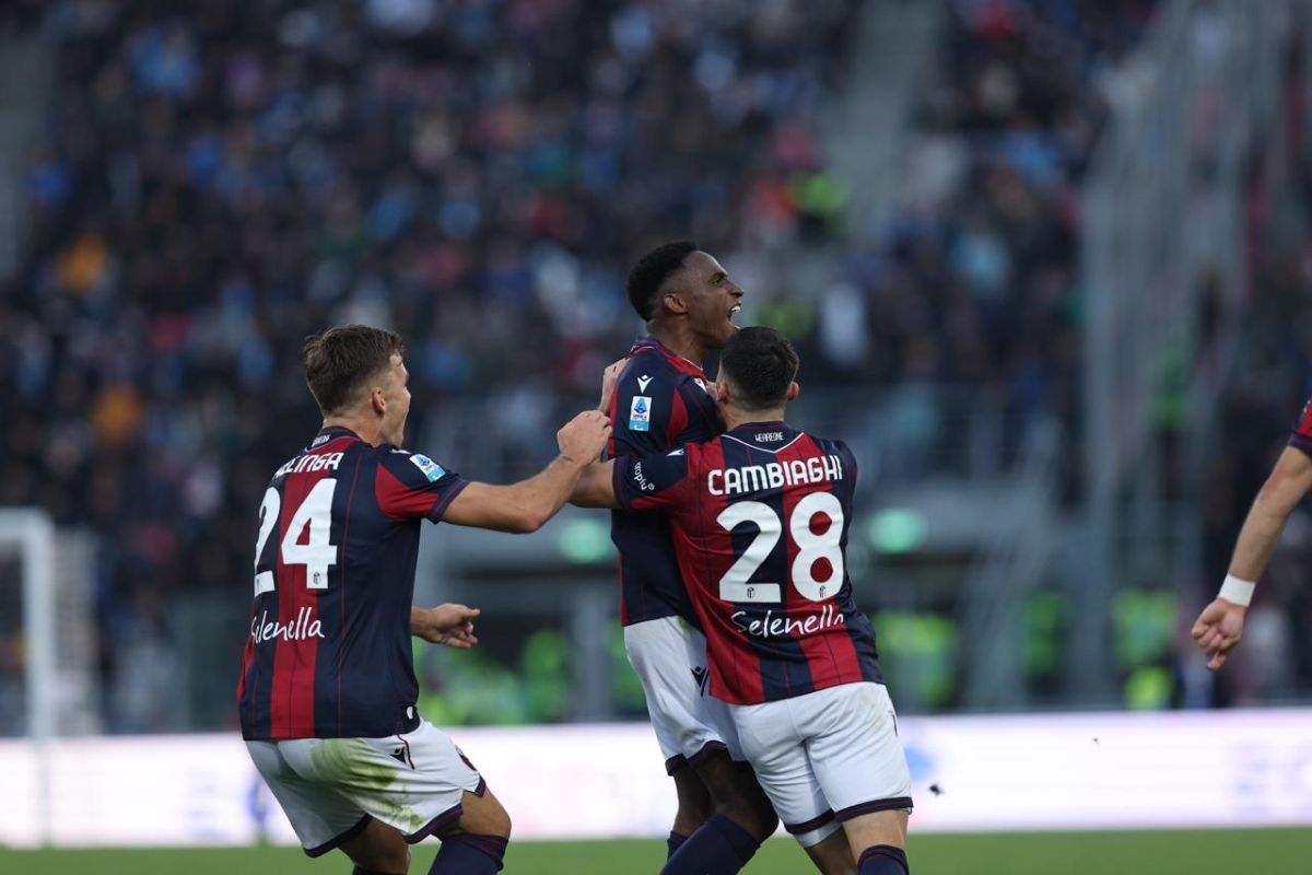 Jhon Lucumì dopo il gol del 2-0 in Bologna-Napoli (© Bologna FC 1909)
