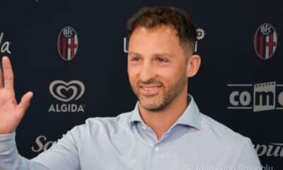 Domenico Tedesco alla conferenza di presentazione (© Ilaria Matteuzzi x 1000 Cuori Rossoblù)