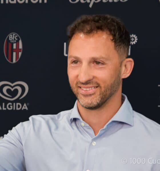 Domenico Tedesco alla conferenza di presentazione (© Ilaria Matteuzzi x 1000 Cuori Rossoblù)