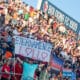 Striscione per De Silvestri sotto la curva