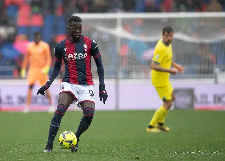 Musa Barrow in azione durante Bologna-Inter del 26/02/203