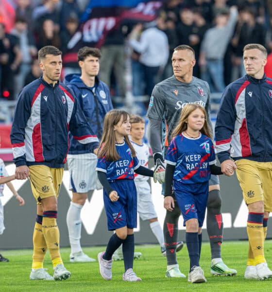 Casale, Skorupski, Ferguson e Pobega entra in campo per Bologna-Inter (© Damiano Fiorentini)