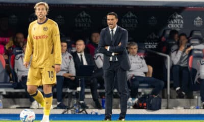 Raffaele Palladino e Federico Bernardeschi durante Bologna-Inter 1-3 (© Damiano Fiorentini)