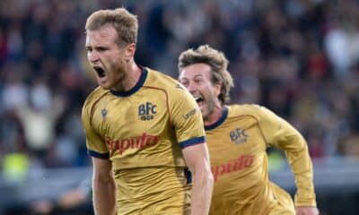 Tommaso Pobega e Federico Bernardeschi esultano per il momentaneo 1-0 in Bologna-Inter (© Damiano Fiorentini)